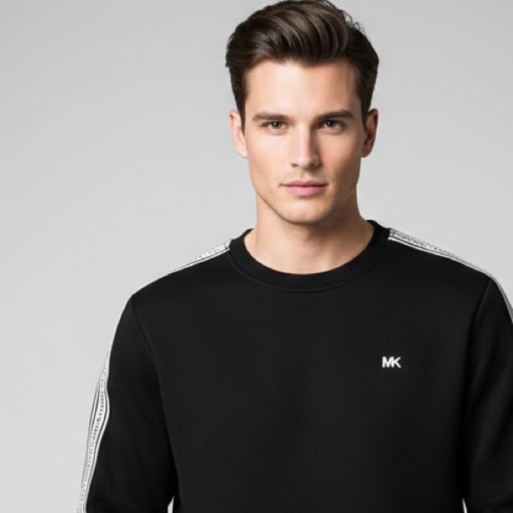 Michael Kors Black Crewneck Sweater with Logo Trim
